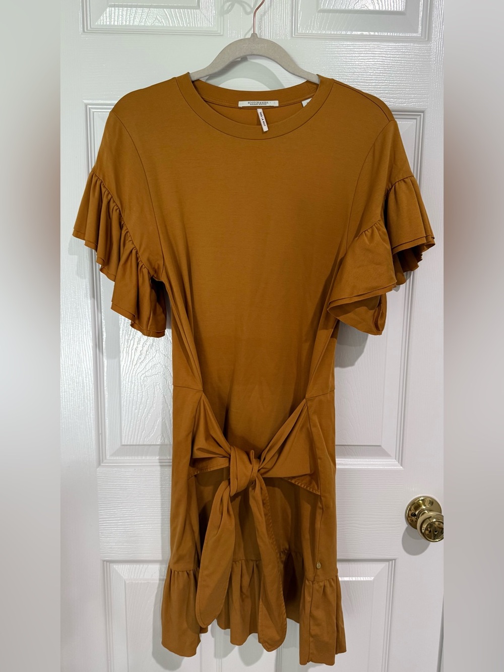 Scotch & Soda Ruffle-Sleeve Tie-Back Tunic in Mustard